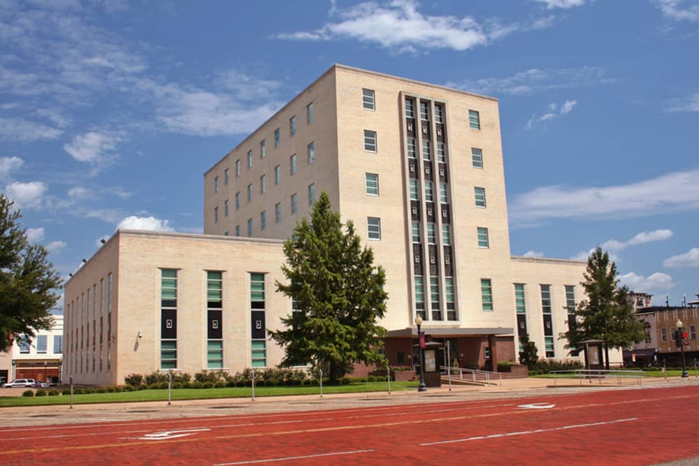 Historic courthouse building in downtown Tyler, Texas near Bullard