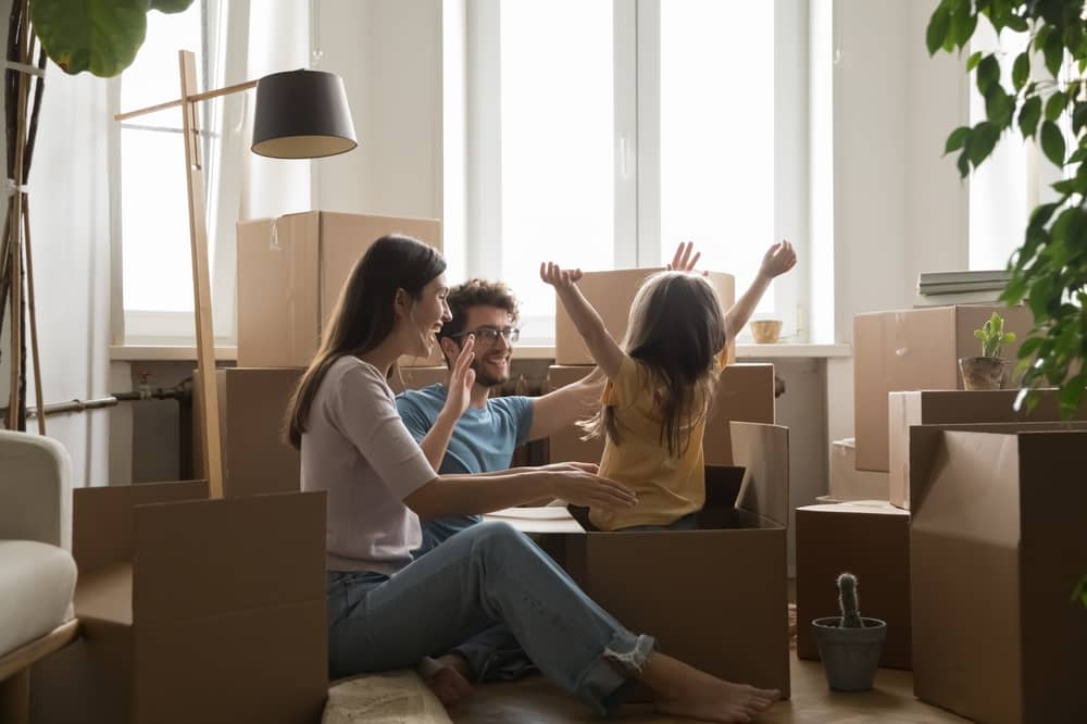 Small Towns in Texas - family excited on moving day