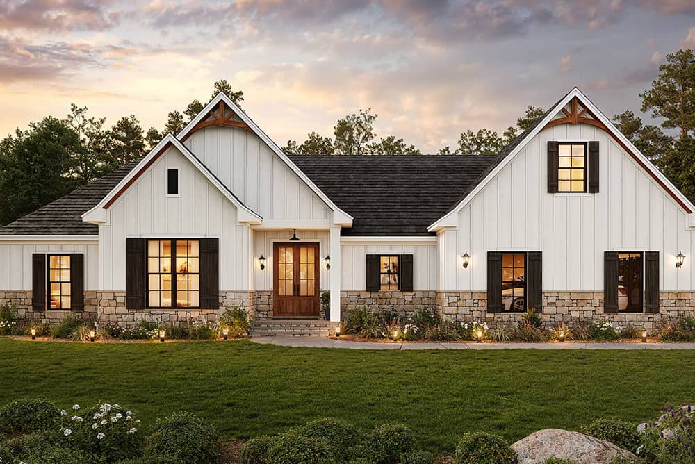 Tuscany Style Homes exterior view at dusk in Bullard TX
