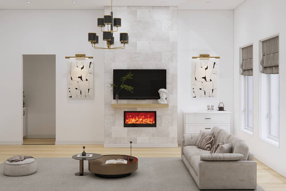Tuscany plan living room with fireplace at Lot 36 – Homes for Sale Near Tyler TX