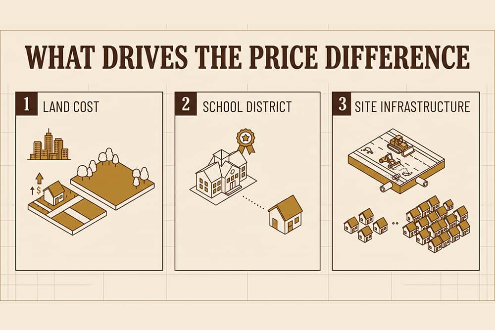What Drives the Price Difference: Land Cost, School District, Site Infrastructure – Homes for Sale Near Tyler TX